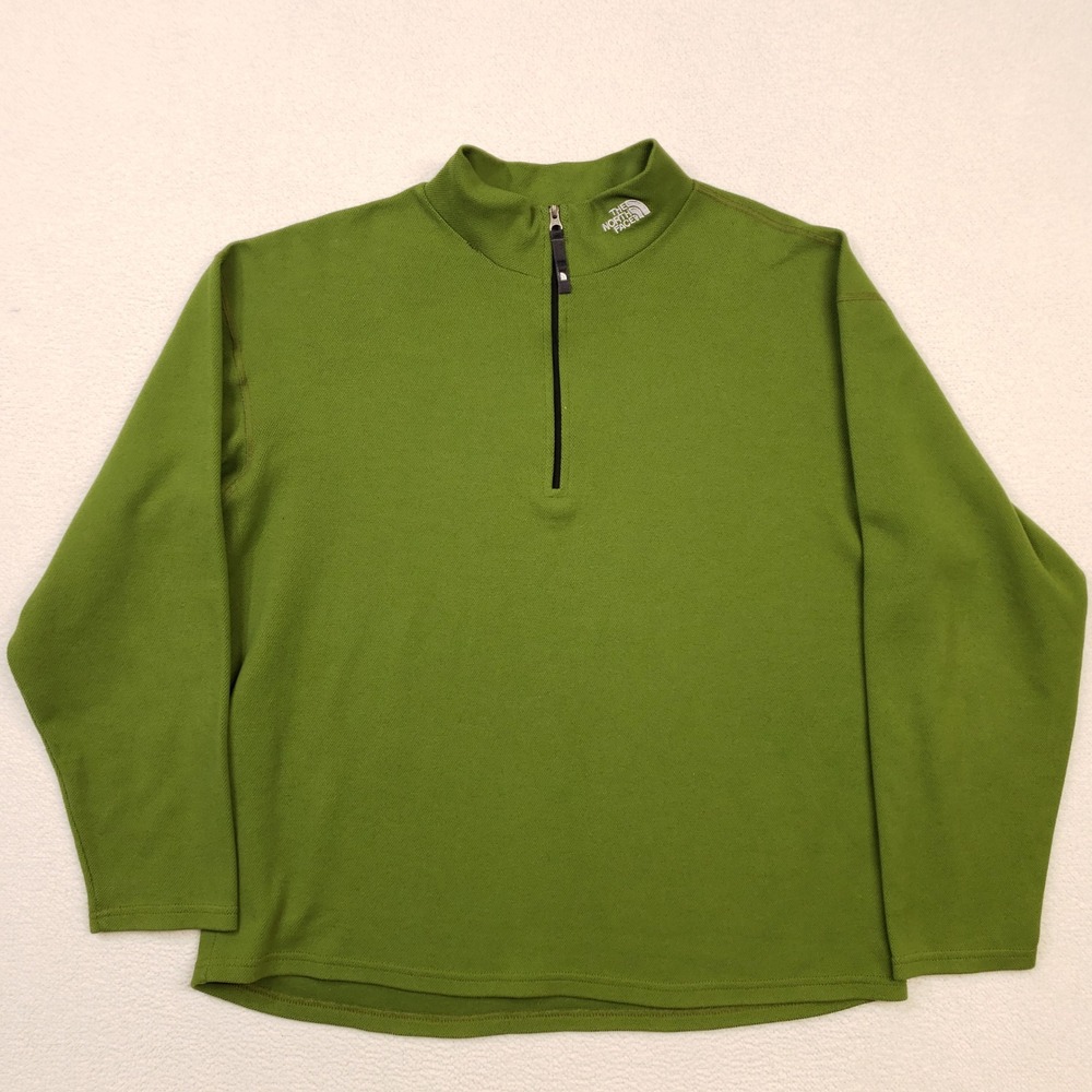 The North Face Pullover Men Large Green Flight Series Quarter Zip Active Sweater